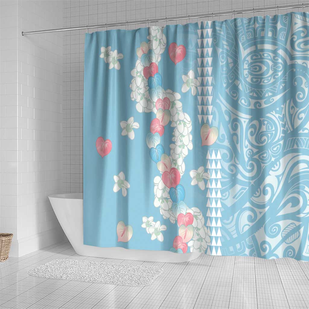 Blue Hawaii Anthurium Plumeria Lei Shower Curtain LT9 - Polynesian Pride