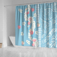 Blue Hawaii Anthurium Plumeria Lei Shower Curtain LT9 - Polynesian Pride