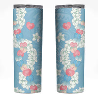 Blue Hawaii Anthurium Plumeria Lei Skinny Tumbler LT9 Blue - Polynesian Pride