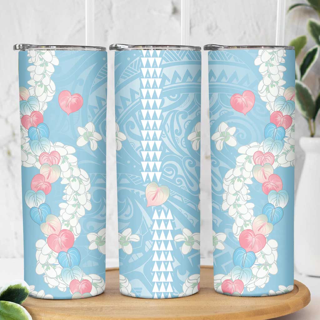 Blue Hawaii Anthurium Plumeria Lei Skinny Tumbler LT9 - Polynesian Pride