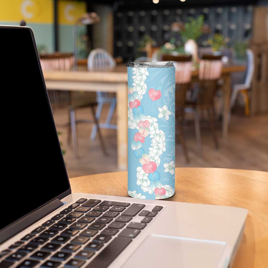 Blue Hawaii Anthurium Plumeria Lei Skinny Tumbler LT9 - Polynesian Pride