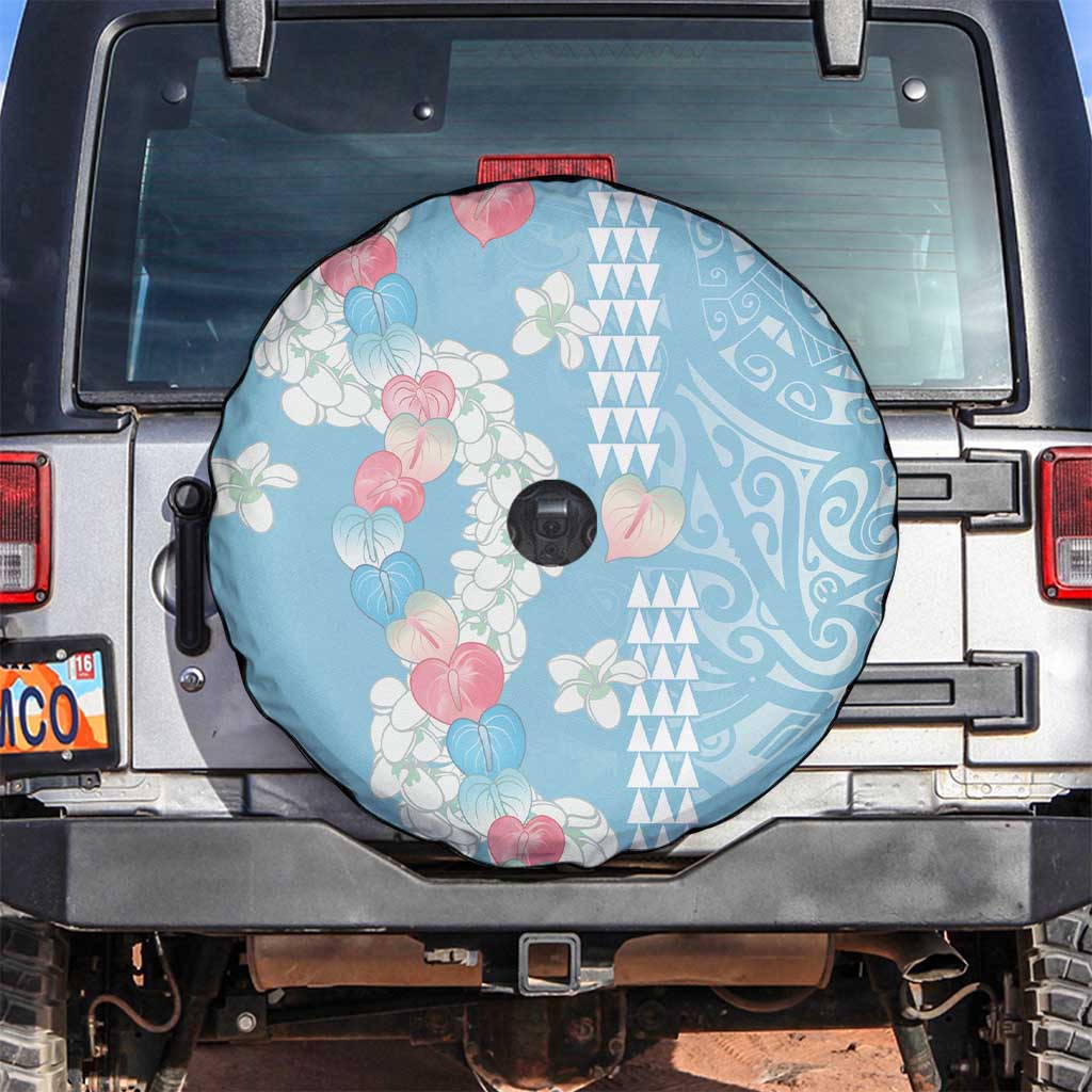 Blue Hawaii Anthurium Plumeria Lei Spare Tire Cover LT9 Blue - Polynesian Pride