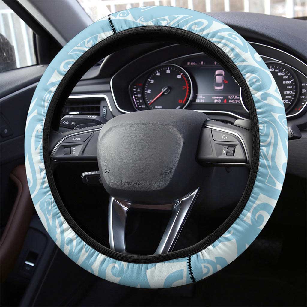 Blue Hawaii Anthurium Plumeria Lei Steering Wheel Cover LT9 - Polynesian Pride