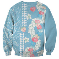 Blue Hawaii Anthurium Plumeria Lei Sweatshirt LT9 - Polynesian Pride