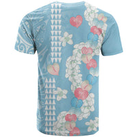 Blue Hawaii Anthurium Plumeria Lei T Shirt LT9 - Polynesian Pride