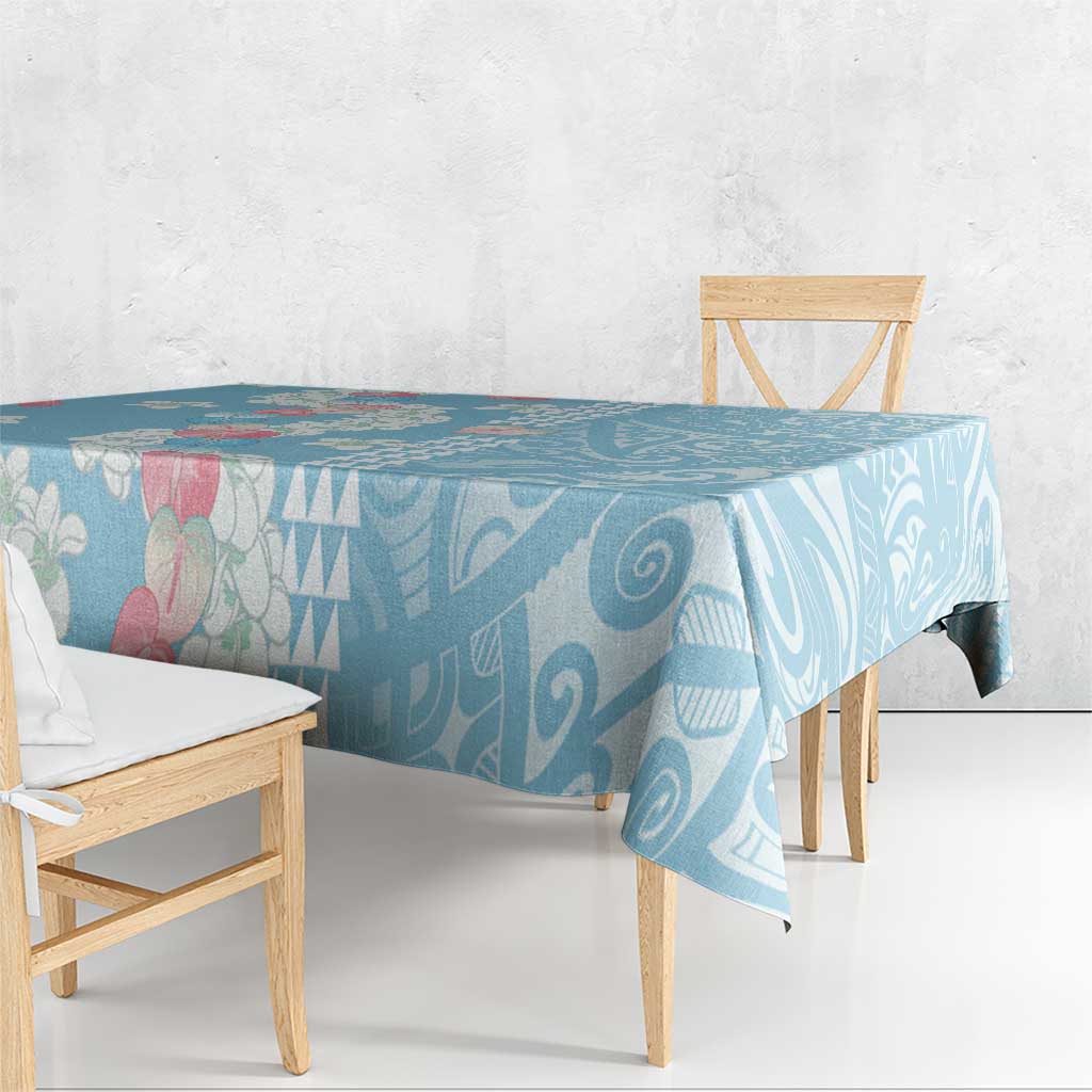 Blue Hawaii Anthurium Plumeria Lei Tablecloth LT9 - Polynesian Pride