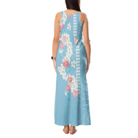 Blue Hawaii Anthurium Plumeria Lei Tank Maxi Dress LT9 - Polynesian Pride