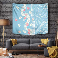 Blue Hawaii Anthurium Plumeria Lei Tapestry LT9 Blue - Polynesian Pride