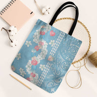 Blue Hawaii Anthurium Plumeria Lei Tote Bag LT9 Black Strap One Size Blue - Polynesian Pride