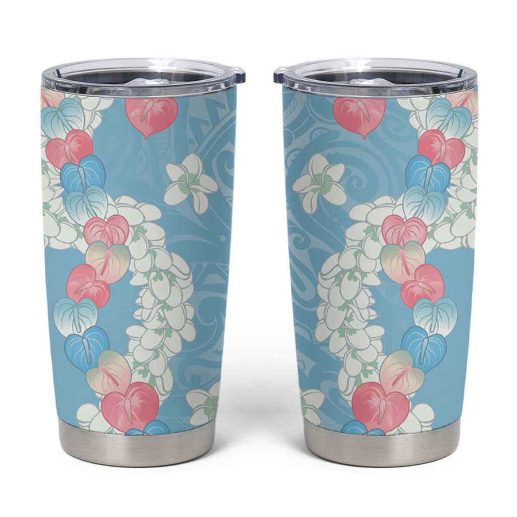 Blue Hawaii Anthurium Plumeria Lei Tumbler Cup LT9 Blue - Polynesian Pride