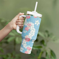 Blue Hawaii Anthurium Plumeria Lei Tumbler With Handle LT9 - Polynesian Pride