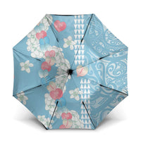Blue Hawaii Anthurium Plumeria Lei Umbrella LT9 One Size Folded 11.42 inch Opened Diameter 37.4 inch Blue - Polynesian Pride