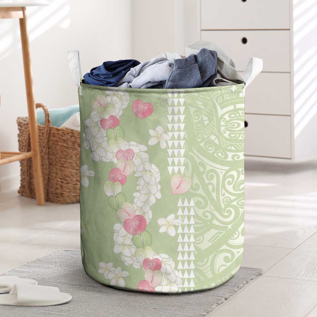 Leaf Green Hawaii Anthurium Plumeria Lei Laundry Basket LT9 Green - Polynesian Pride