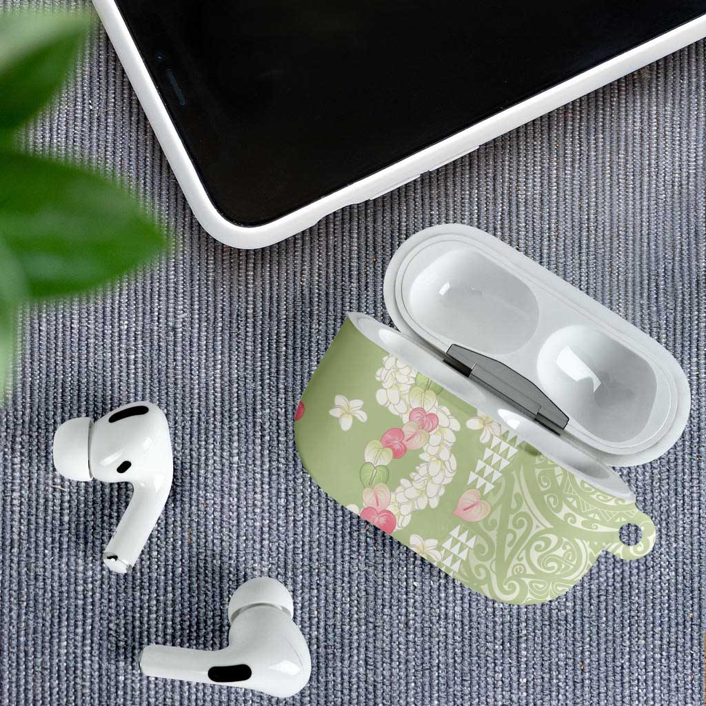 Leaf Green Hawaii Anthurium Plumeria Lei AirPods Case LT9 - Polynesian Pride
