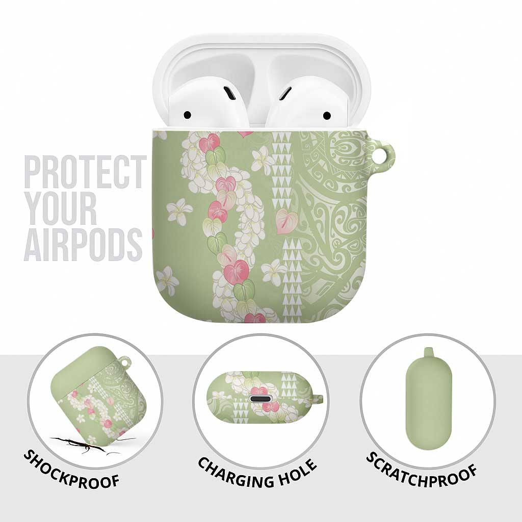 Leaf Green Hawaii Anthurium Plumeria Lei AirPods Case LT9 - Polynesian Pride