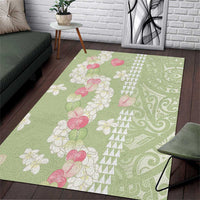 Leaf Green Hawaii Anthurium Plumeria Lei Area Rug