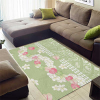 Leaf Green Hawaii Anthurium Plumeria Lei Area Rug