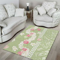 Leaf Green Hawaii Anthurium Plumeria Lei Area Rug
