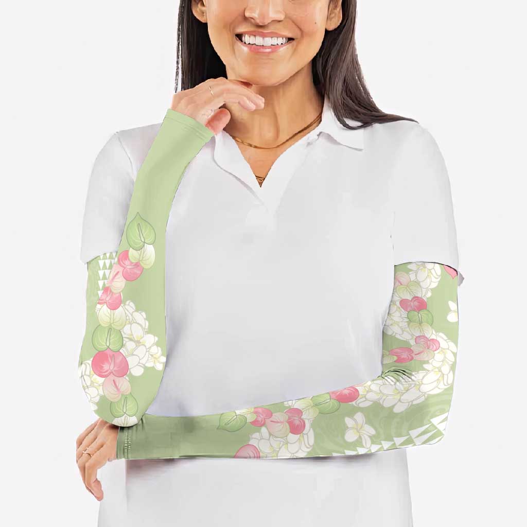 Leaf Green Hawaii Anthurium Plumeria Lei Arm Sleeves LT9 - Polynesian Pride