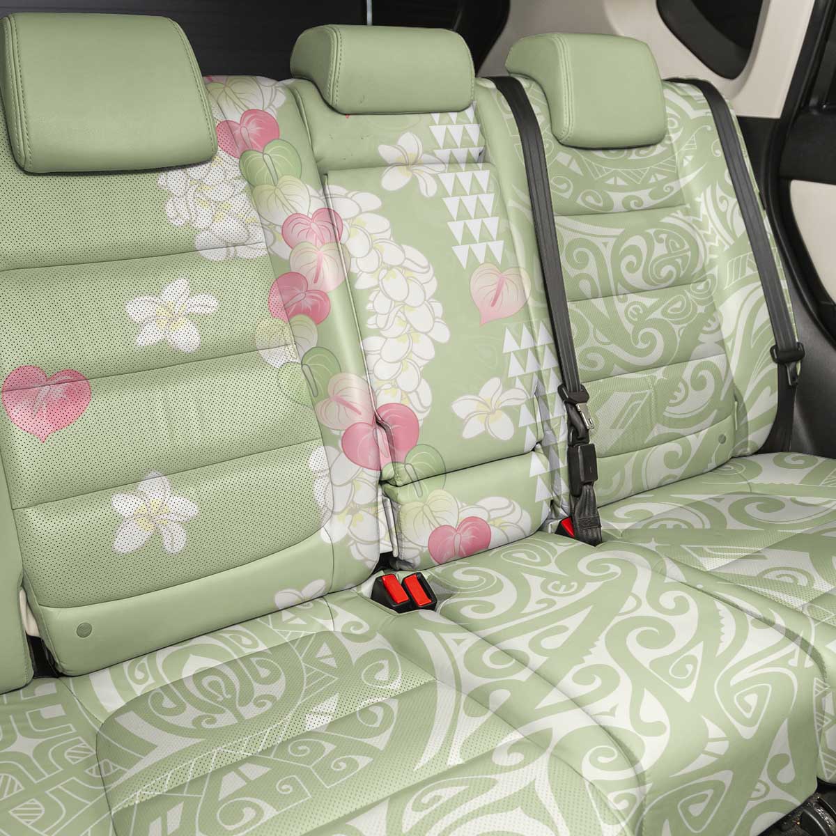 Leaf Green Hawaii Anthurium Plumeria Lei Back Car Seat Cover LT9 - Polynesian Pride