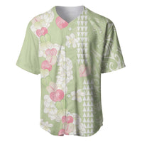 Leaf Green Hawaii Anthurium Plumeria Lei Baseball Jersey LT9 Green - Polynesian Pride