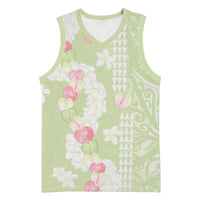 Leaf Green Hawaii Anthurium Plumeria Lei Basketball Jersey