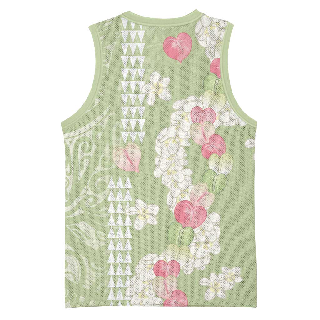 Leaf Green Hawaii Anthurium Plumeria Lei Basketball Jersey