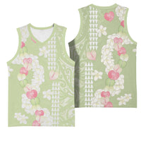 Leaf Green Hawaii Anthurium Plumeria Lei Basketball Jersey