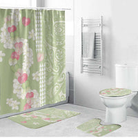 Leaf Green Hawaii Anthurium Plumeria Lei Bathroom Set LT9 Bathroom Set (4 pcs) Green - Polynesian Pride