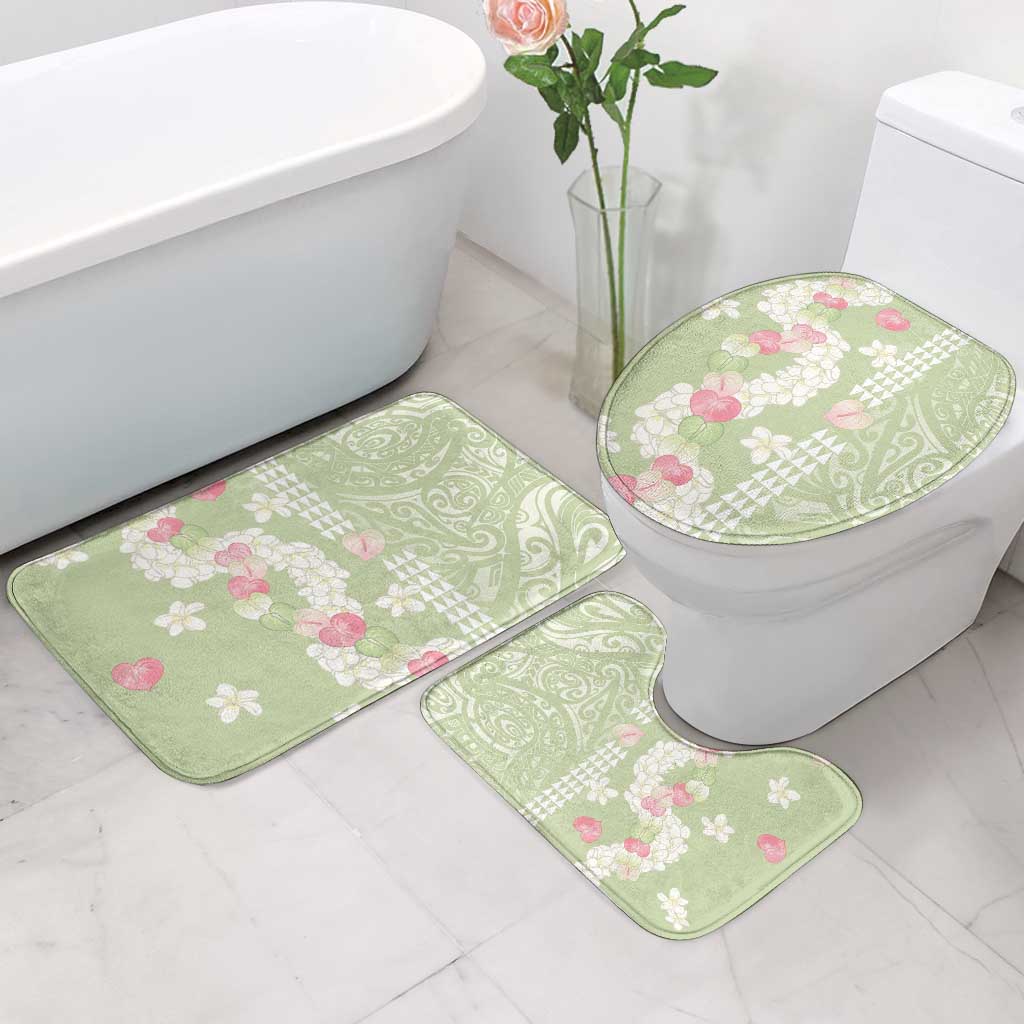 Leaf Green Hawaii Anthurium Plumeria Lei Bathroom Set LT9 - Polynesian Pride