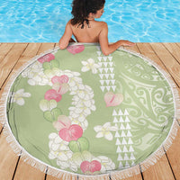 Leaf Green Hawaii Anthurium Plumeria Lei Beach Blanket LT9 - Polynesian Pride