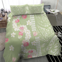 Leaf Green Hawaii Anthurium Plumeria Lei Bedding Set LT9 - Polynesian Pride