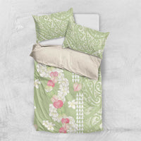 Leaf Green Hawaii Anthurium Plumeria Lei Bedding Set LT9 US Twin 172cm x 218cm Green - Polynesian Pride