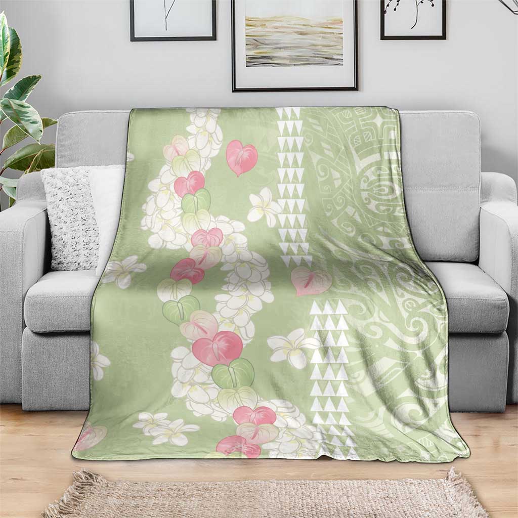 Leaf Green Hawaii Anthurium Plumeria Lei Blanket LT9 - Polynesian Pride