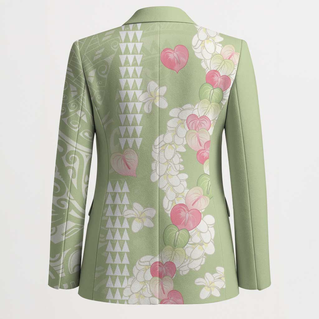 Leaf Green Hawaii Anthurium Plumeria Lei Blazer LT9 - Polynesian Pride