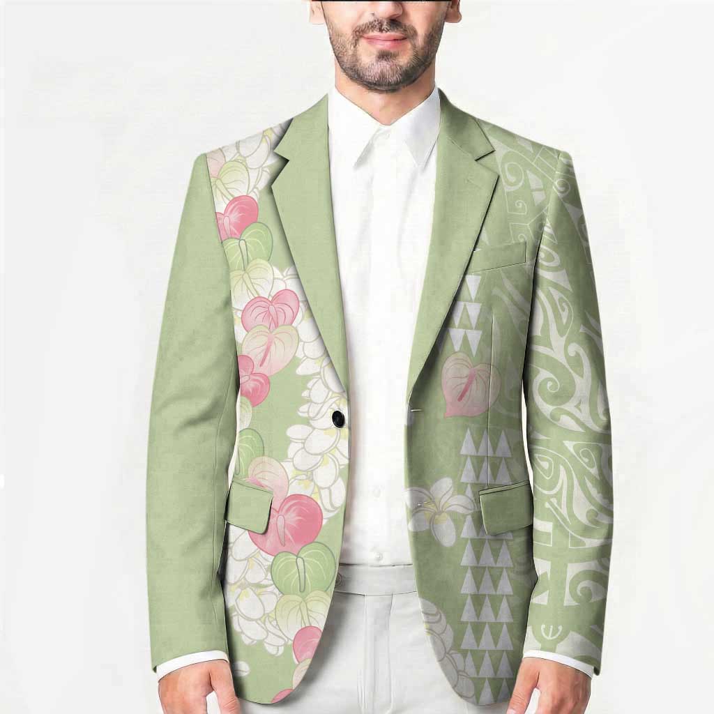 Leaf Green Hawaii Anthurium Plumeria Lei Blazer LT9 - Polynesian Pride