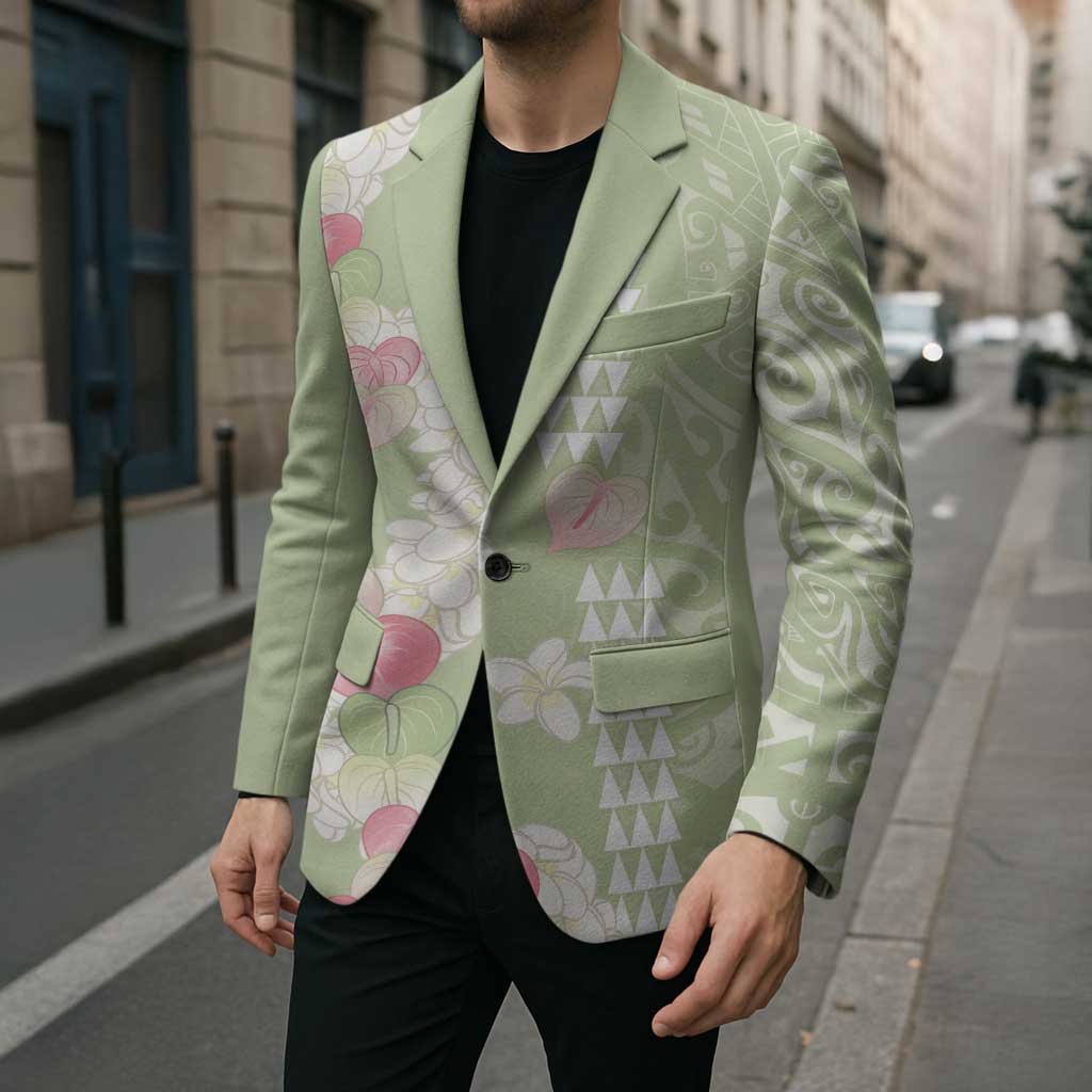 Leaf Green Hawaii Anthurium Plumeria Lei Blazer LT9 - Polynesian Pride