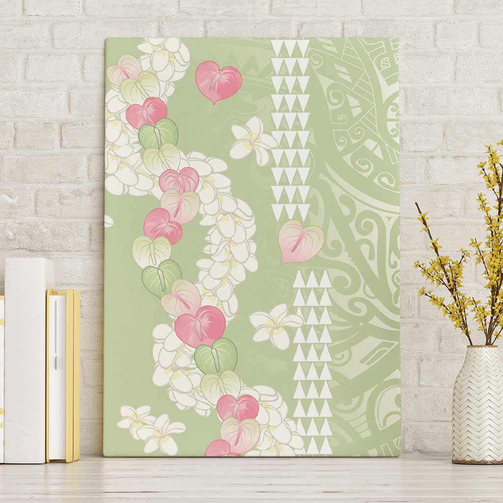 Leaf Green Hawaii Anthurium Plumeria Lei Canvas Wall Art LT9 Without Frame Green - Polynesian Pride