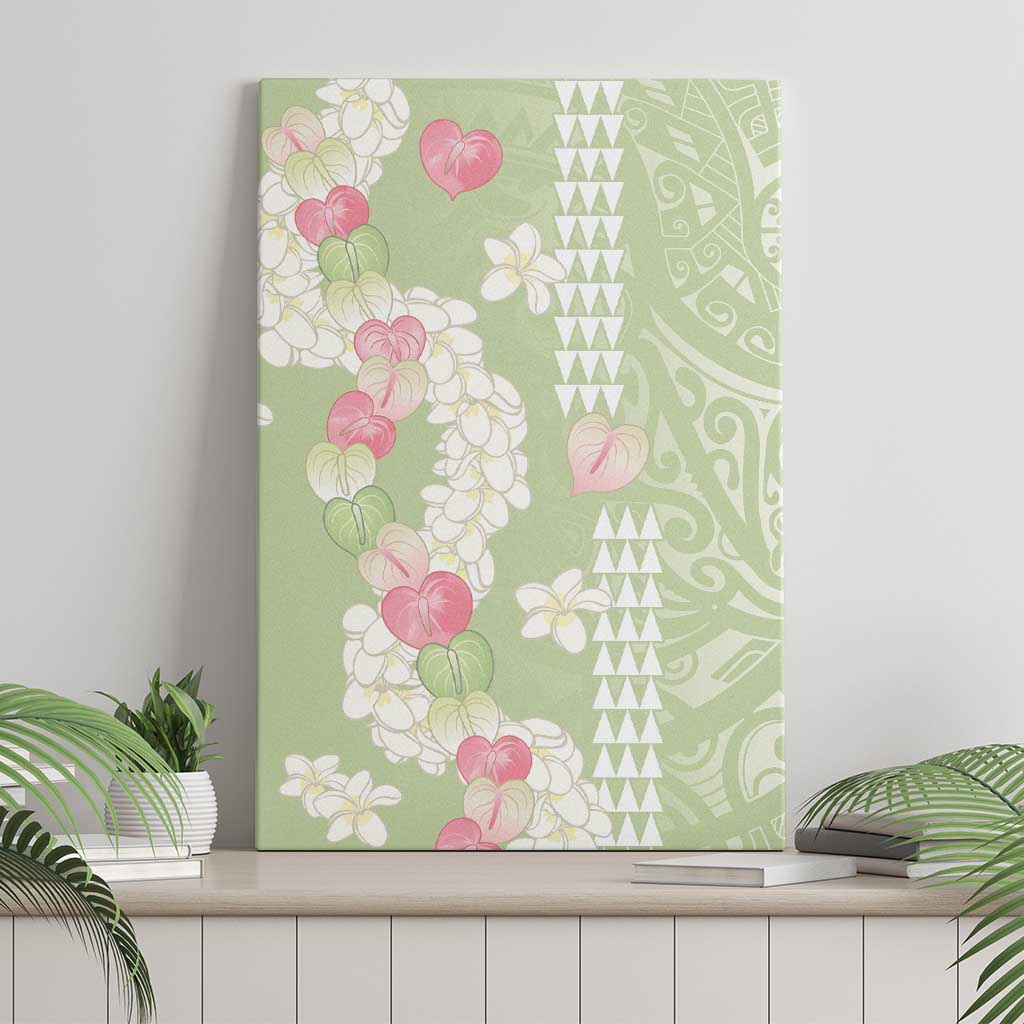 Leaf Green Hawaii Anthurium Plumeria Lei Canvas Wall Art LT9 - Polynesian Pride