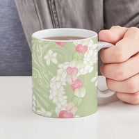 Leaf Green Hawaii Anthurium Plumeria Lei Ceramic Mug LT9 - Polynesian Pride