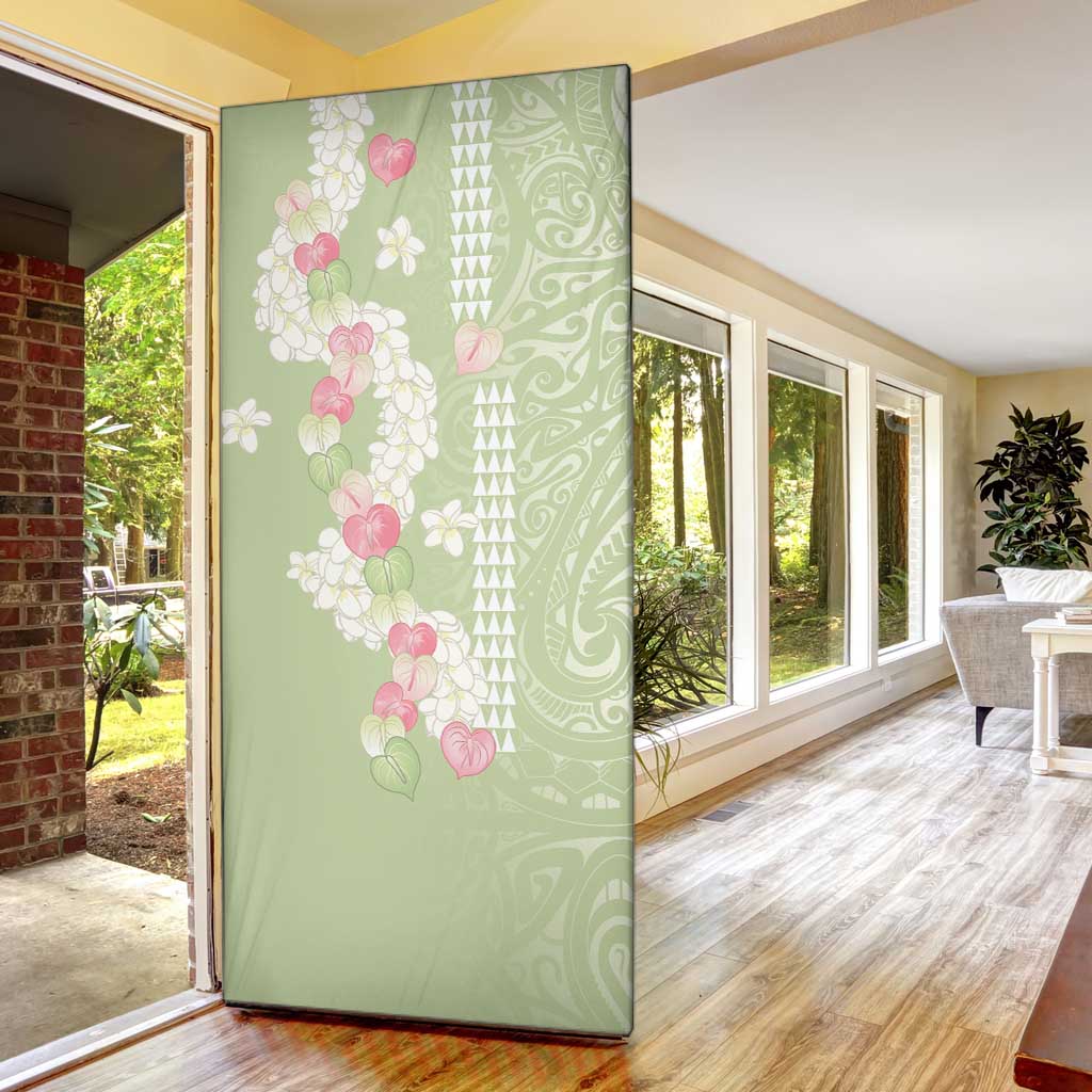 Leaf Green Hawaii Anthurium Plumeria Lei Door Cover LT9 - Polynesian Pride