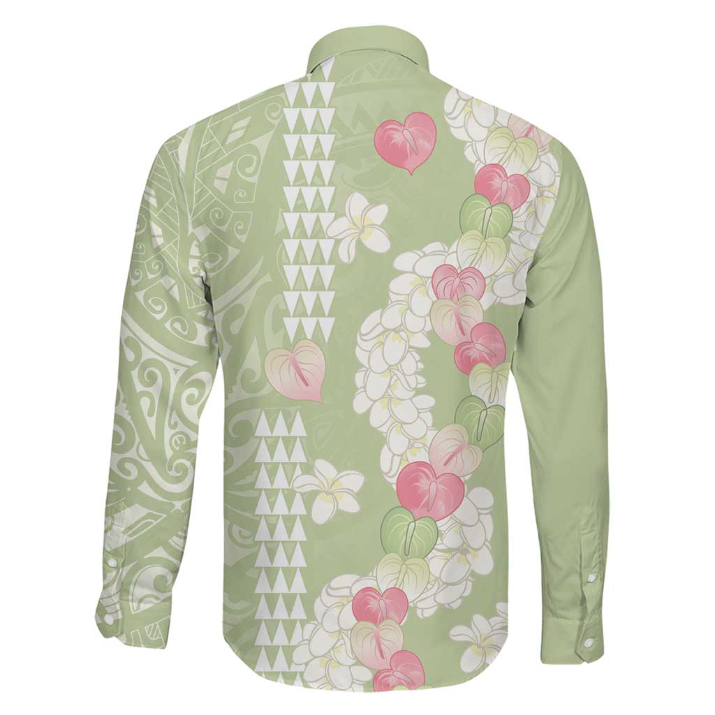 Leaf Green Hawaii Anthurium Plumeria Lei Family Matching Tank Maxi Dress and Hawaiian Shirt