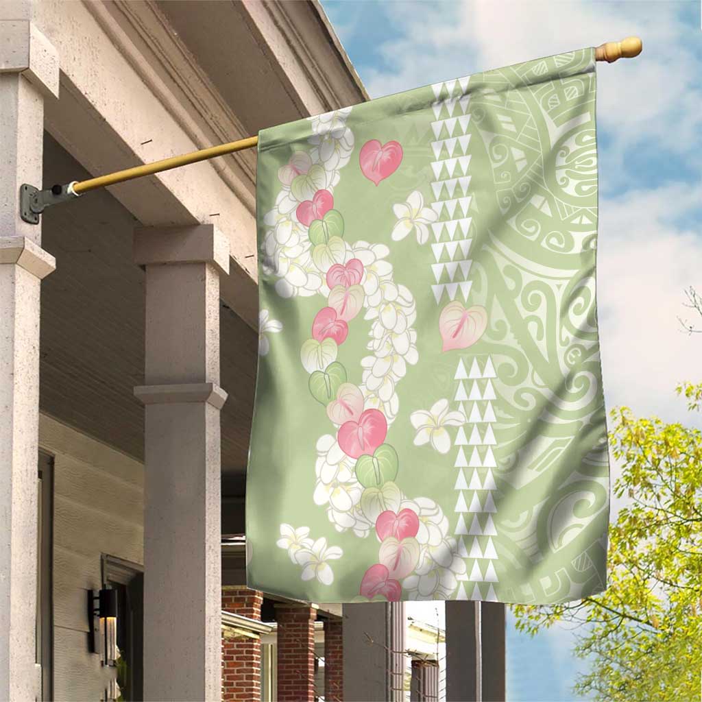Leaf Green Hawaii Anthurium Plumeria Lei Garden Flag LT9 House Flag Green - Polynesian Pride