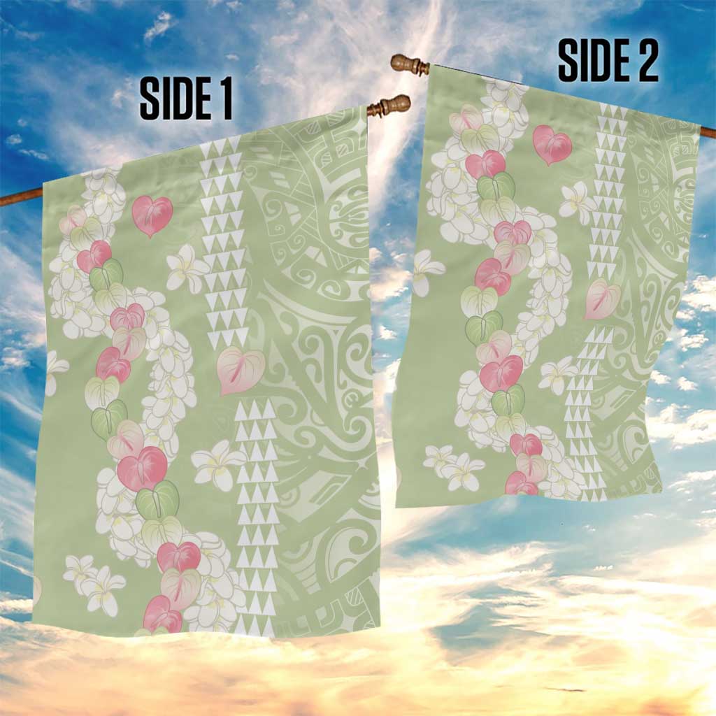 Leaf Green Hawaii Anthurium Plumeria Lei Garden Flag LT9 - Polynesian Pride