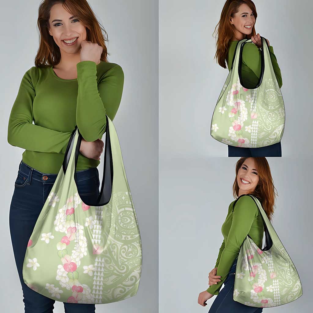 Leaf Green Hawaii Anthurium Plumeria Lei Grocery Bag LT9 - Polynesian Pride