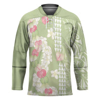 Leaf Green Hawaii Anthurium Plumeria Lei Hockey Jersey LT9 Unisex Green - Polynesian Pride