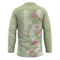 Leaf Green Hawaii Anthurium Plumeria Lei Hockey Jersey LT9 - Polynesian Pride
