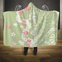 Leaf Green Hawaii Anthurium Plumeria Lei Hooded Blanket LT9 - Polynesian Pride