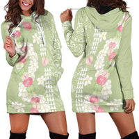 Leaf Green Hawaii Anthurium Plumeria Lei Hoodie Dress LT9 - Polynesian Pride