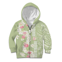 Leaf Green Hawaii Anthurium Plumeria Lei Kid Hoodie LT9 Zip Hoodie Green - Polynesian Pride